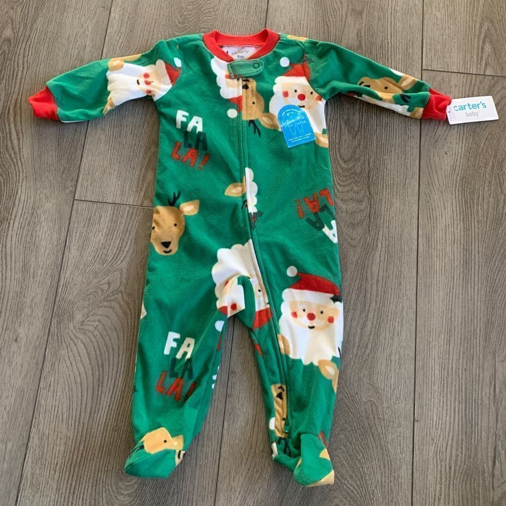 Carters Christmas pajamas new easy feature 2 way zipper